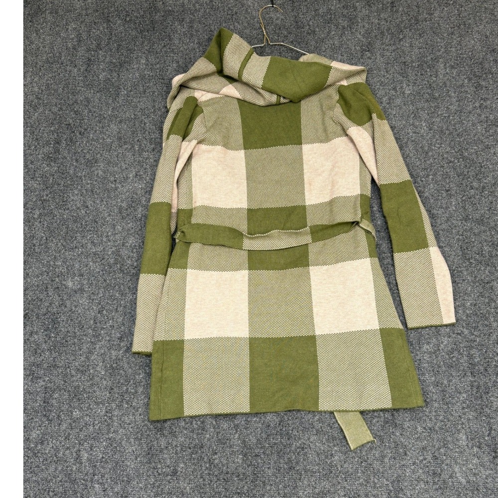 Talbots Cardigan Women Small Green Tan Buffalo Check Plaid Button Front Knit - Picture 4 of 11